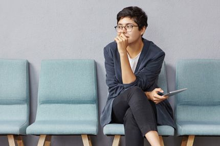 Stemp nervous candidate awaits being called into job interview