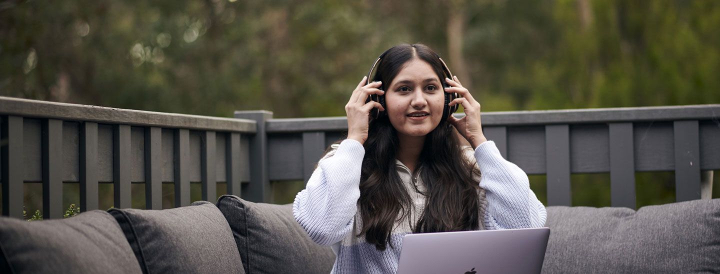 Stemp student enjoys relaxing study at home outdoors