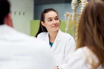 Female caucasian in health sciences lab