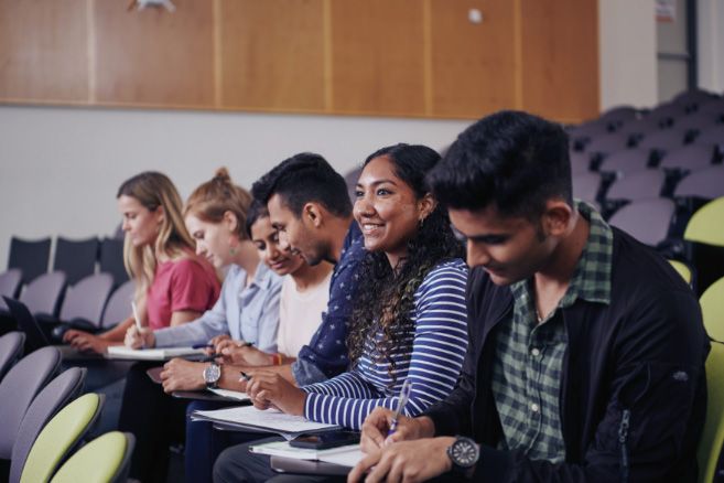 Campus group in lecture hall