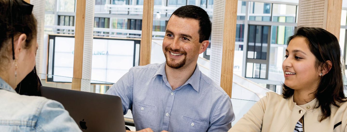 Group discussing on campus