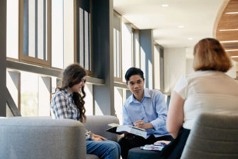 Group discussing on campus