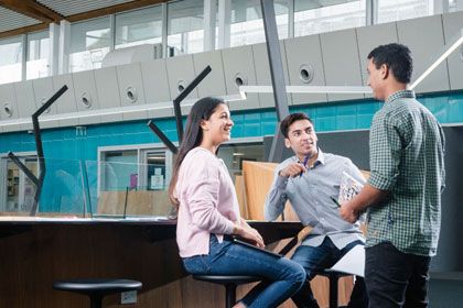 Group discussing on campus