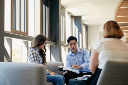 Group discussing on campus