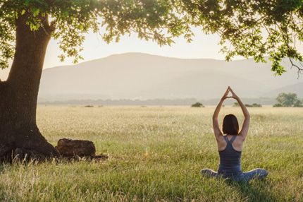 Off campus female meditating