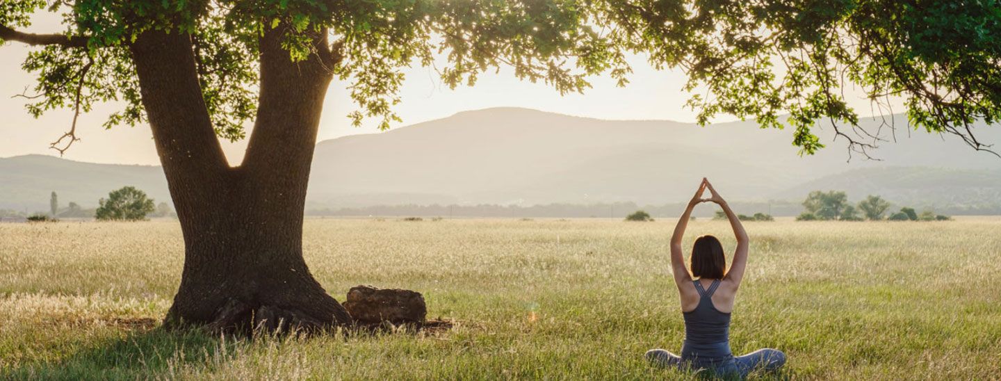 Off campus female meditating