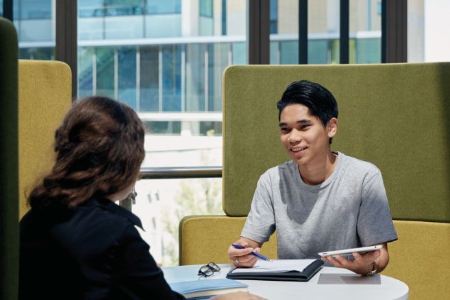 Two students studying